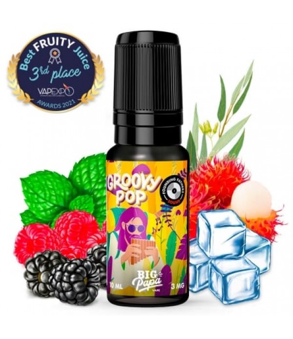 Soldes E liquide Groovy Pop Big Papa | Mûre Framboise Ramboutan Eucalyptus Menthe